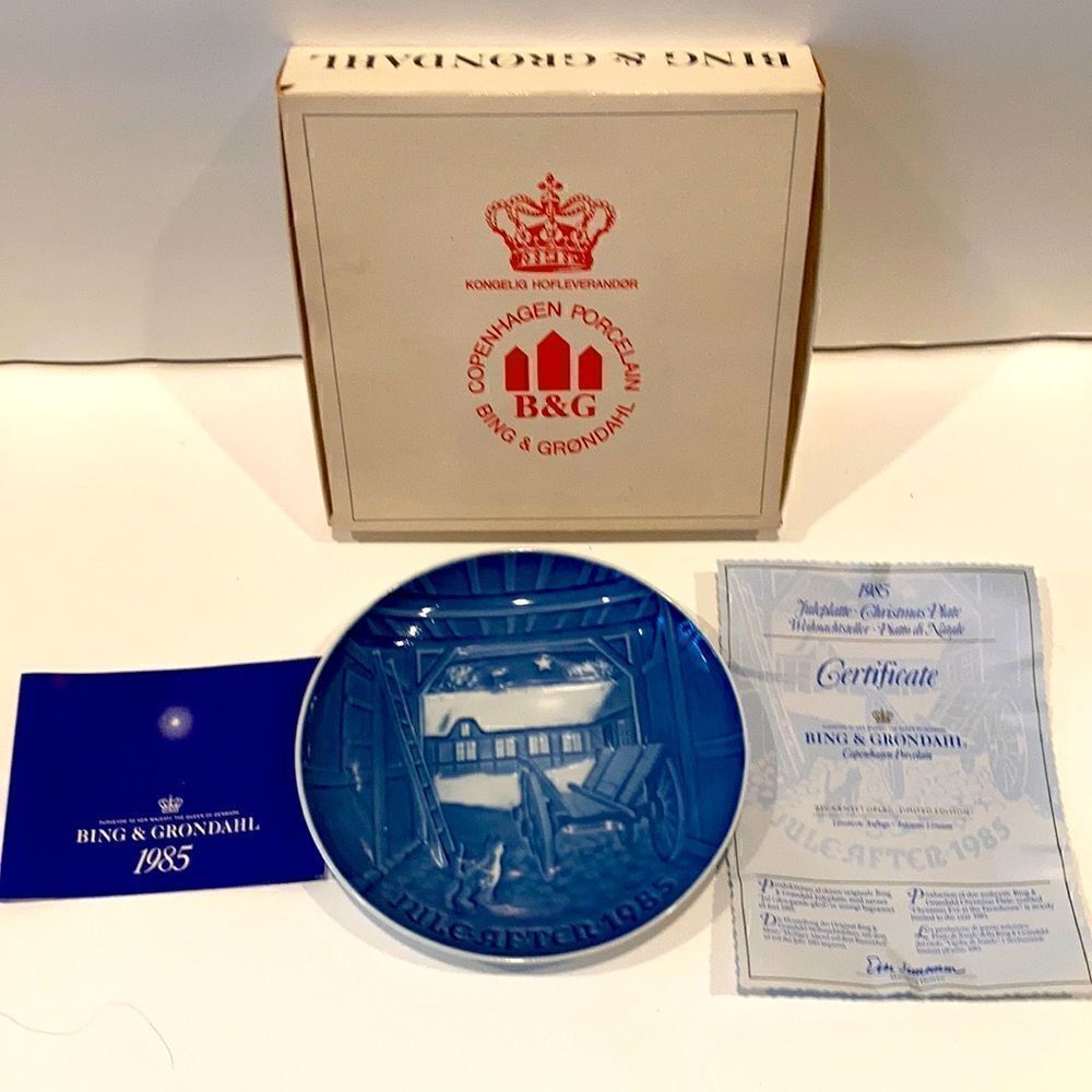 1985 B&G Bing & Grondahl Christmas Plate  Edward Jensen Christmas Eve